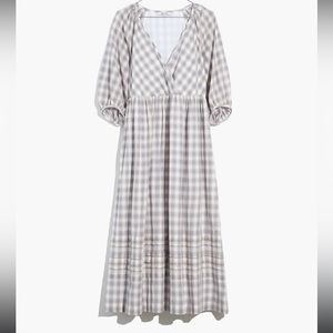 Madewell Marianna Puff-Sleeve Midi Dress in Plaid